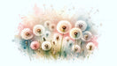 Watercolor dandelion wallpaper mural featuring soft pastel hues and delicate dandelion flowers, ideal for home decor.