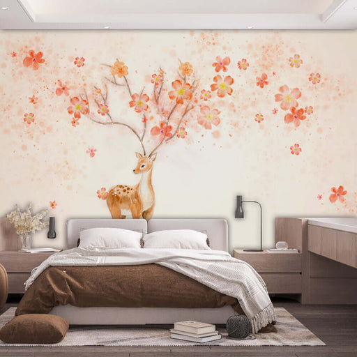 Watercolor Deer Mural Wallpaper | Living Room and Bedroom Decoration Painting