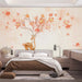 Watercolor deer mural wallpaper featuring sika deer and floral elements in a modern bedroom.