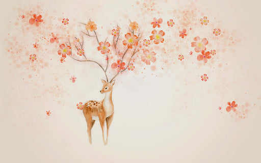 Watercolor Deer Mural Wallpaper | Living Room and Bedroom Decoration Painting