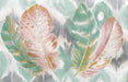 Watercolor Feather Wallpaper Mural | Pink Green Feather - Carving wallpaper