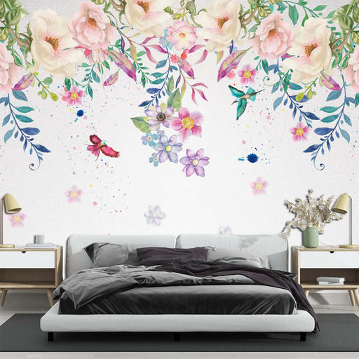 Watercolor Flower Bird Wallpaper Living Room Bedroom Natural Healing Decorative Wall