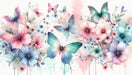 Watercolor Flower Butterfly Wallpaper Mural | Colorful Butterfly Flowers - Carving wallpaper