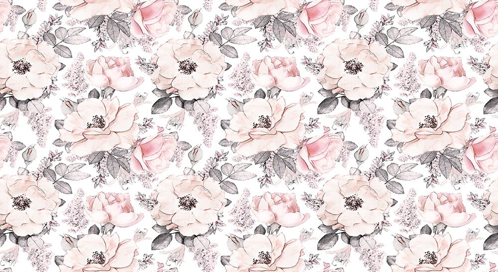 Watercolor Flower Wallpaper Mural | Pink Rose - Carving wallpaper