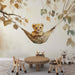 Watercolor Lion Cub Wallpaper - Serene Jungle Nursery Decor | High-Definition Artistic Print