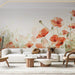 Watercolor poppy wallpaper mural | Red poppy - Carving wallpaper