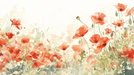 Watercolor poppy wallpaper mural | Red poppy - Carving wallpaper