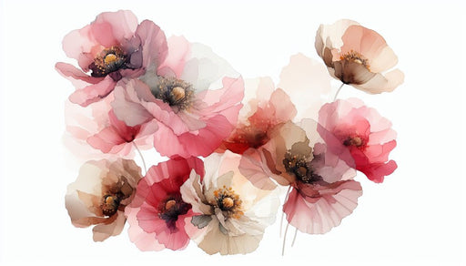 Watercolor style wallpaper mural | Romantic flowers - Carving wallpaper