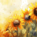 Watercolor Sunflower Wallpaper | Living Room and Bedroom Decorative Murals - Sunflowers watercolor art for warm living room or bedroom walls