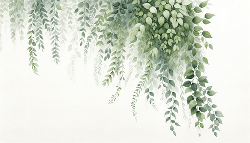 Watercolor Vine Wallpaper Mural | Fresh Green Plant Decor | Botanical Bedroom & Study Room Wall