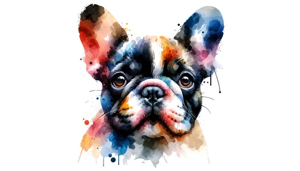 Watercolor Wallpaper Mural | Colorful French Bulldog - Carving wallpaper