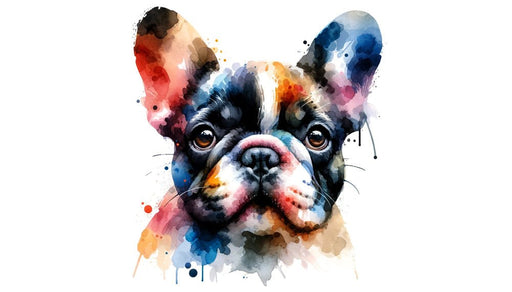 Watercolor Wallpaper Mural | Colorful French Bulldog - Carving wallpaper