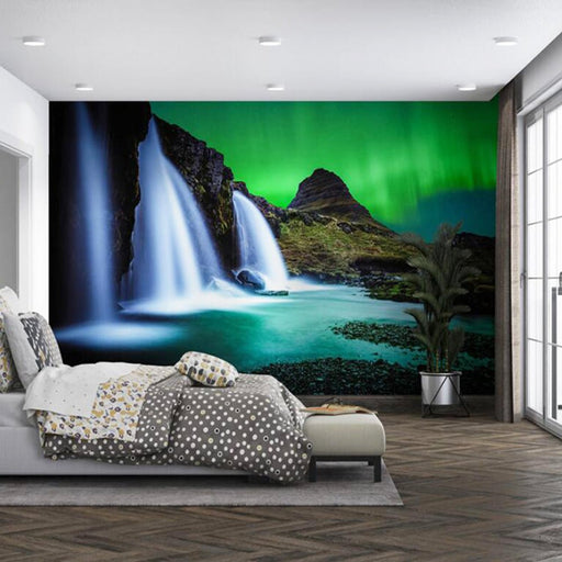 Waterfall Mural | Landscape Aurora Wallpaper - Carving wallpaper