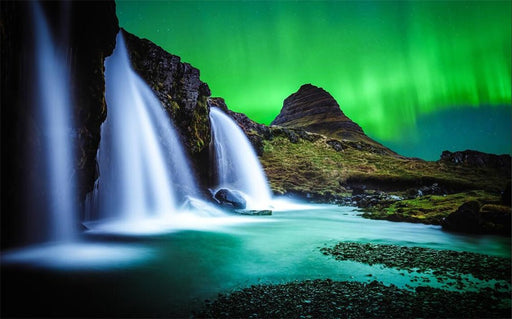 Waterfall Mural | Landscape Aurora Wallpaper - Carving wallpaper
