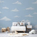Whale Wallpaper Mural | Full Moon & Pink Clouds Dreamscape - Sky Blue Serenity