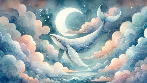 Whale Wallpaper Mural | Watercolor, Sea of Clouds - Carving wallpaper