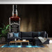 Jack Daniel's whiskey wallpaper featuring a classic bottle design in a stylish living room setting.