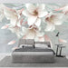 White Flower Wallpaper Mural | Soft Colors - Carving wallpaper