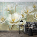 White flowers wallpaper mural | fresh and elegant beauty - Carving wallpaper