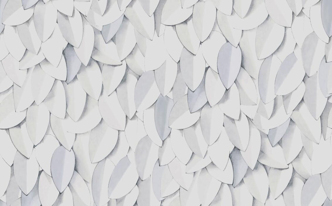 white leaves wallpaper mural | white and white leaves create a simple artistic sense - Carving wallpaper