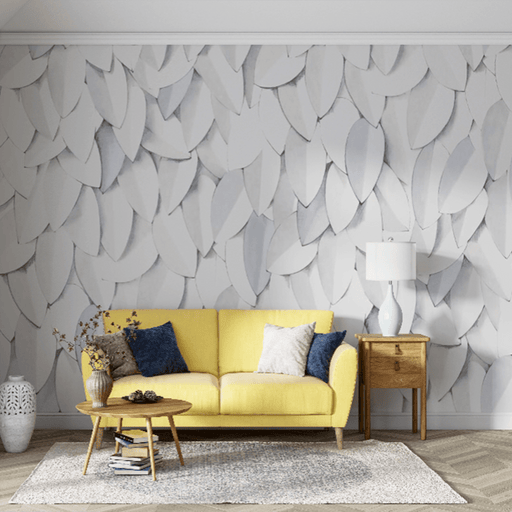 white leaves wallpaper mural | white and white leaves create a simple artistic sense - Carving wallpaper