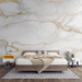 White marble effect wallpaper with gold veins - Carving wallpaper