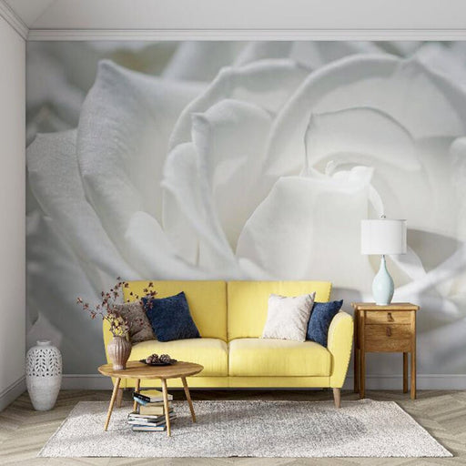 White Rose Wallpaper | Elegant White Rose Mural - Carving wallpaper