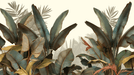 Wild jungle wallpaper | Green big leaves with hand-drawn tropical plant illustration featuring banana leaves