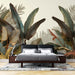 Wild jungle wallpaper | Green big leaves - tropical banana leaf design in bedroom backdrop by wall mural