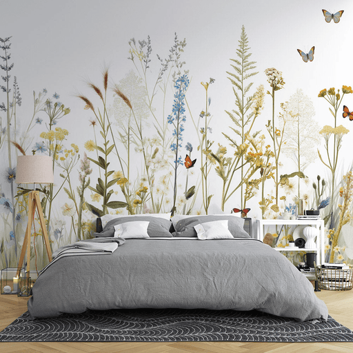 Wildflower Wallpaper: The Flight of Butterflies - Carving wallpaper