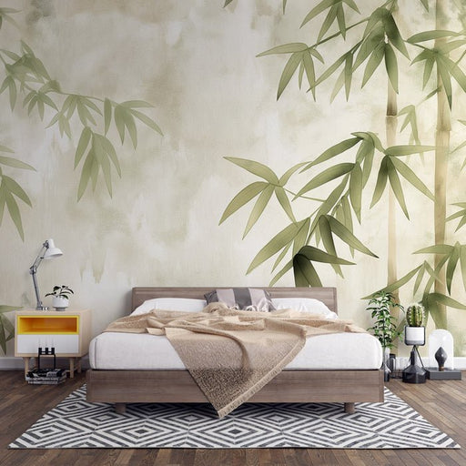 Wind bamboo wallpaper mural | Chinese minimalist wind bamboo scenery - Carving wallpaper