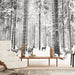 Winter Forest Animal Wallpaper Mural | Black and White Snow Forest Scene - Carving wallpaper