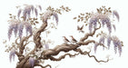 Wisteria Flower and Bird Wallpaper Mural | Chinese Freehand Painting - Carving wallpaper