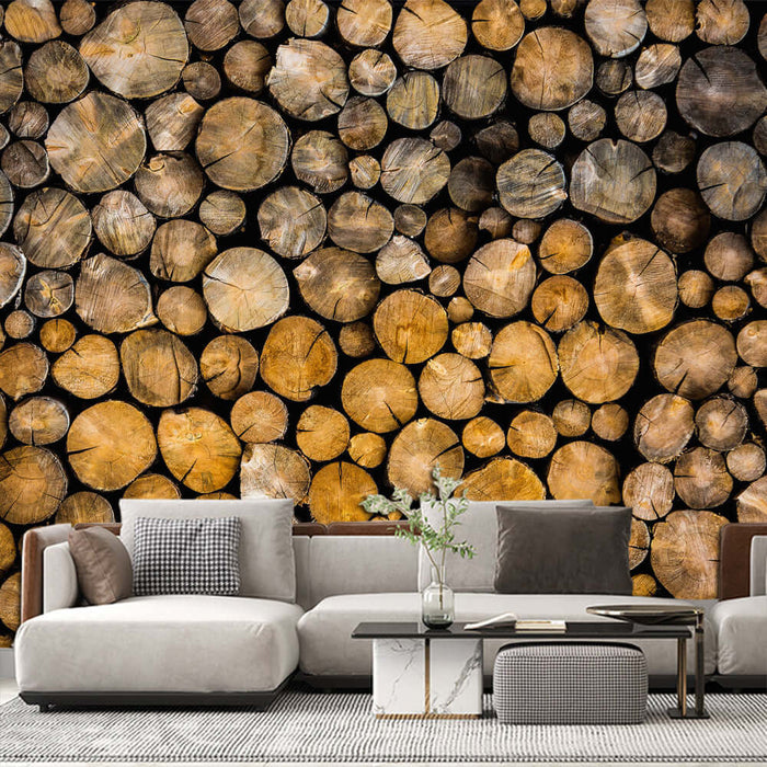 Wooden stump wallpaper | Living room bedroom simple and warm decorative wall