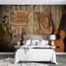 Wooden wallpaper mural | Paired with musical instrument straw hat - Carving wallpaper