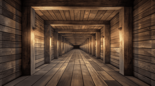 Wooden wallpaper mural | Square wooden tunnel - Carving wallpaper