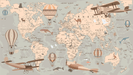 World map of children's room wallpaper - Carving wallpaper