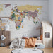 World Map Wallpaper Mural | Colors and Countries - Carving wallpaper