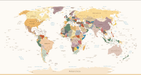 World Map Wallpaper Mural | Colors and Countries - Carving wallpaper